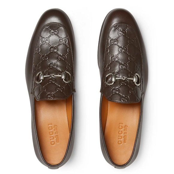 Gucci Mens Cocoa Brown Monogram GG Logo Leather Horsebit Loafer Flat G 11 US 12 main image 4